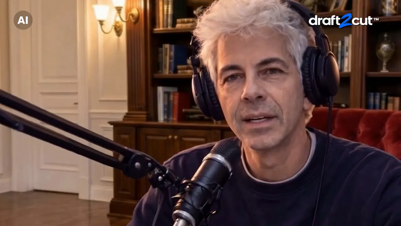 Due conduttori di un podcast in studio parlano di come analizzare una sceneggiatura con l'AI.